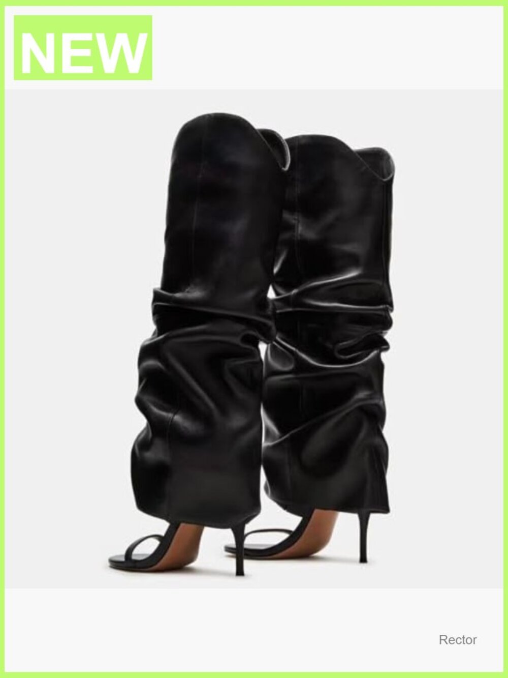 Slouchy Knee High Boots Stiletto Heeled Sandals Open Toe Pull On Fashion Tall - Picture 5 of 7